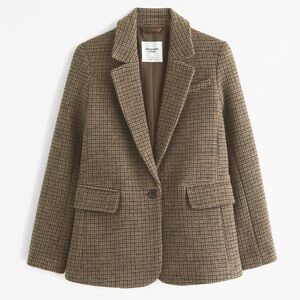 Abercrombie and Fitch brown houndstooth wool blend blazer